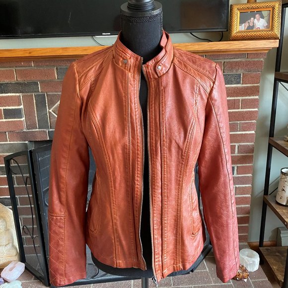 Bernado collectionTan or brown faux leather jacket - Picture 1 of 7